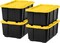 IRIS USA 27Gal/108Qt 4 Pack Large All-Weather Heavy-Duty Stackable Storage Plastic Bin Tote Container with Quick Snap Lid, Yellow
